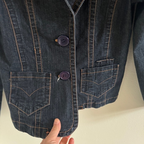 Vintage Y2K Denim Jean Chambray Blazer Jacket Y2K L - Picture 5 of 10